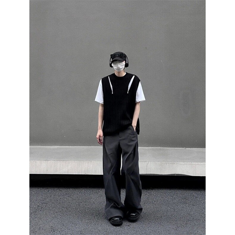 HR52LL-特P45cleanfit解构风西裤男垂坠感高级感裤子,男装休闲裤,星座1007（原301D）