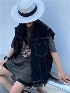 夏季新款 毛边休闲马甲图片