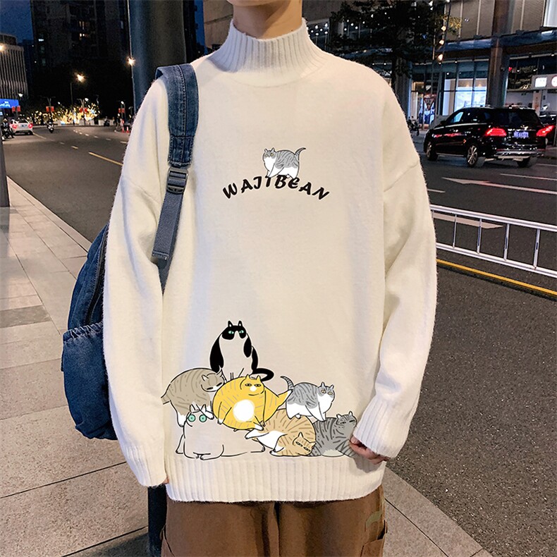 M18155-P45加绒款-P65半高领毛衣男士大码针织衫男毛线衣男,男装针织衫/毛衣,电商A040
