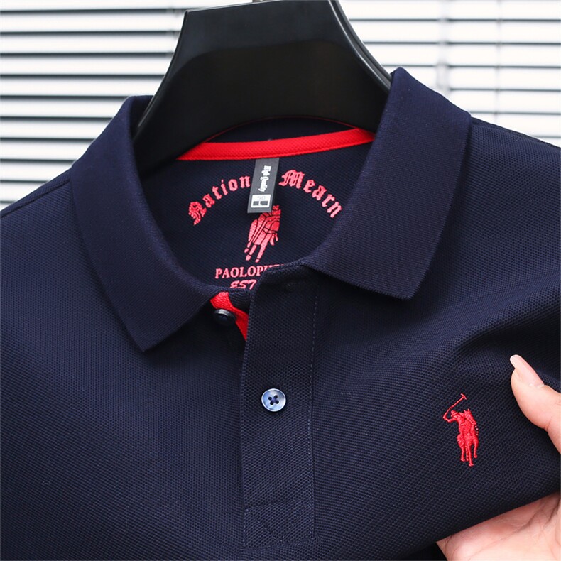 polo衫短袖男士纯色高端刺绣小马标上衣服翻领丝光棉t恤,男装Polo衫,电商B212（原钱塘6029）