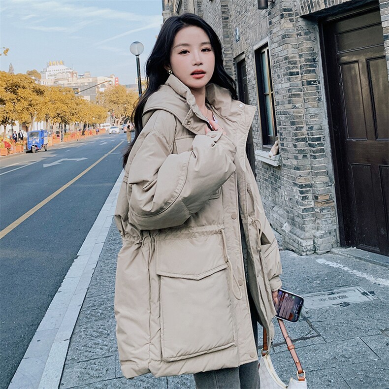 现货工装中长款羽绒服50绒,女装羽绒服,菡迪欧娜