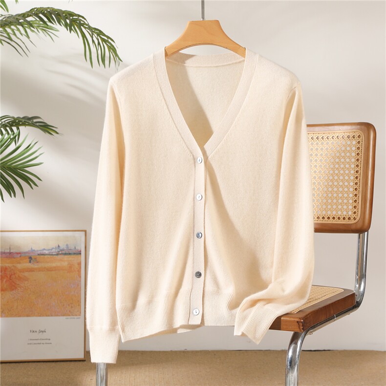 2025秋冬百搭时尚v领开衫针织羊绒衫，女装羊绒衫，澳坤羊绒