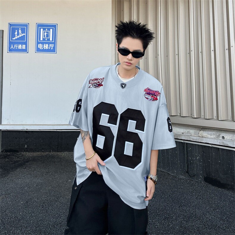 LR0311-P38美式嘻哈hiphop街舞个性球衣滑板说唱运动T恤男女潮,女装T恤,电商C233