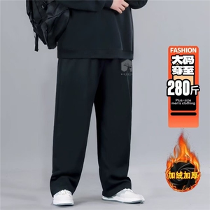 1506-1/XL-AW1331/P44简约ins胖子专属加绒保暖宽松直筒裤图片