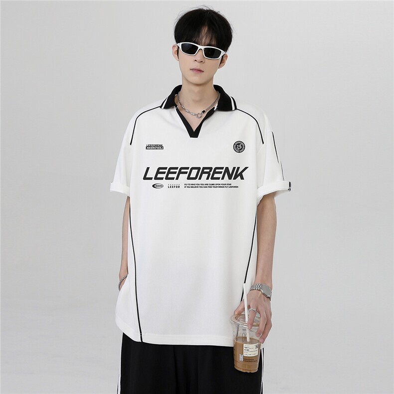 翻领解构休闲百搭街头青春少年感男女同款短袖POLO衫T恤T58-P38,男装T恤,电商C307