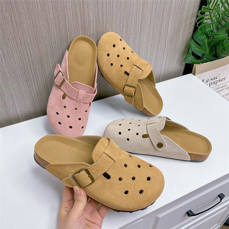 真皮包头拖鞋女2024夏季新款时尚平底半拖休闲百搭凉拖外穿女鞋潮，女鞋拖鞋，电商A223