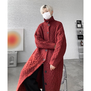 8XL-M慵懒风长款毛衣开衫外套秋冬过膝休闲针织衫MY1217P120控158图片
