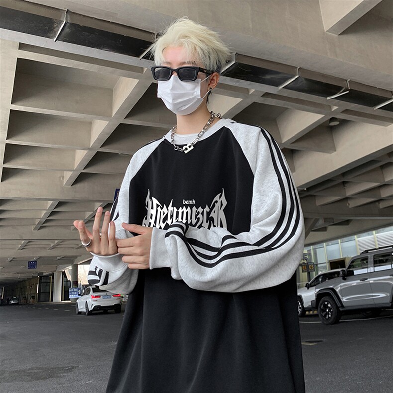 抖音得物供货提供视频秋冬重磅美式宽松织带圆领卫衣0711,男装卫衣,电商A486
