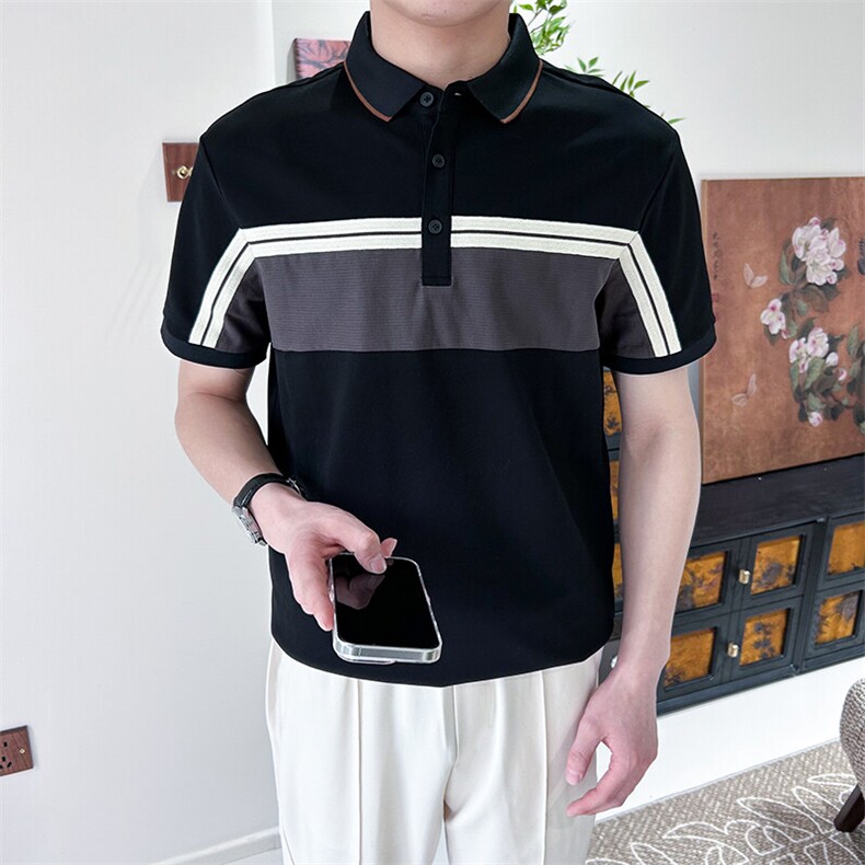 新款翻领男生短袖polo衫抖音款体恤轻熟风A3108-P55,男装Polo衫,星座1012-1