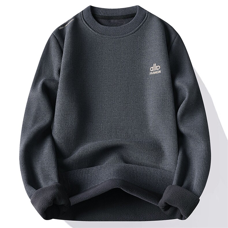 华夫格圆领加绒加厚卫衣秋冬季一体绒保暖长袖T恤男7202-P30元,男装T恤,星座1706