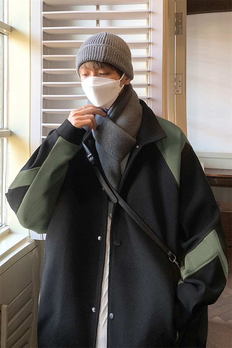 男装夹克2026秋冬季新款拼色毛呢大衣男生外套XZ514-2-F512-P115,男装夹克,星座514-2(原B239)