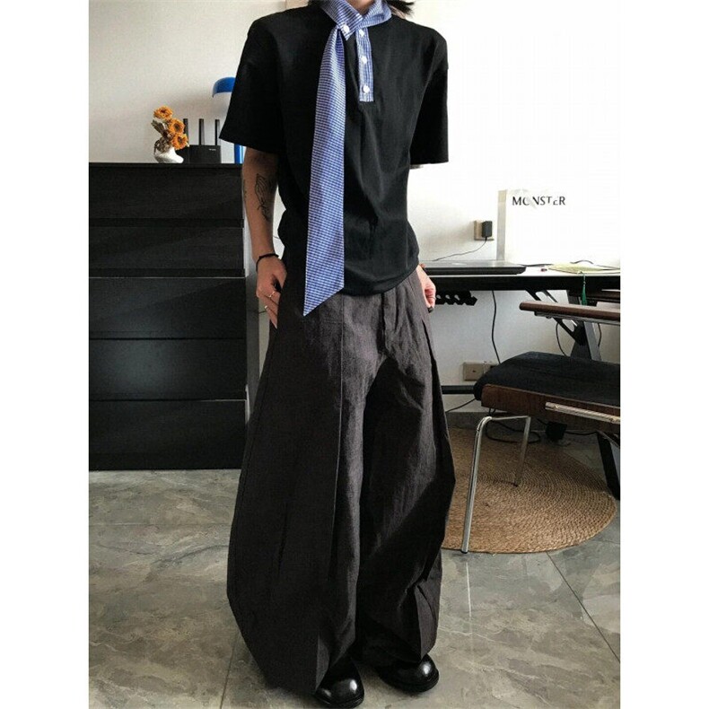 DXY247LL-P44美式领口拼接格子领带短袖t恤高级感痞帅半袖,男装T恤,星座1007（原301D）