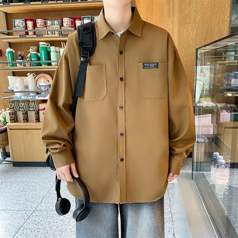 贴标衬衫男薄款夏季韩版潮流宽松帅上衣服潮牌衬衣外套CY868-P34,男装衬衫,星座412-3