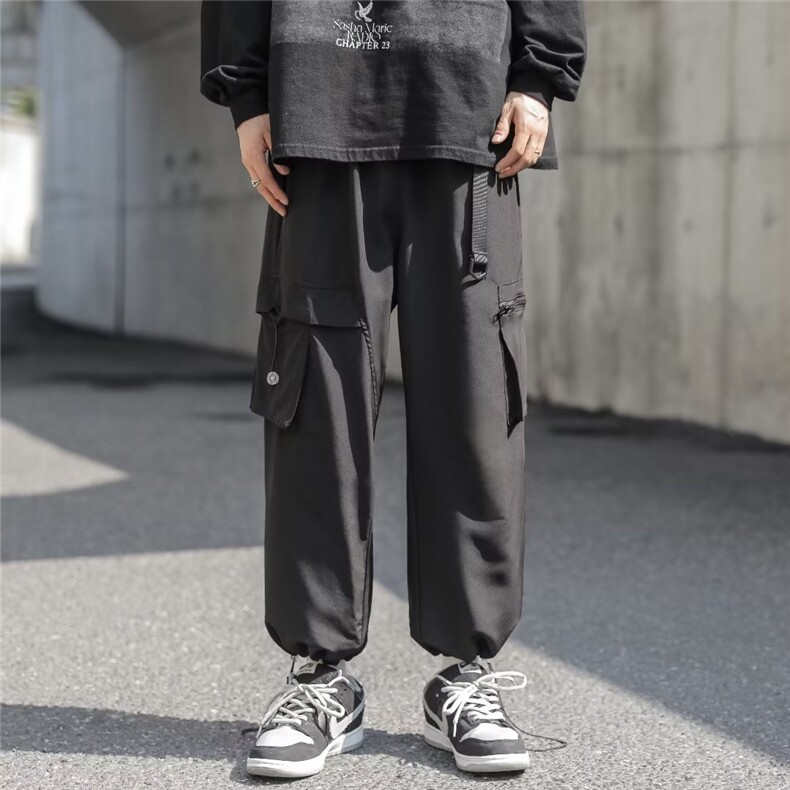 休闲裤男港风潮流口袋帅气2023秋冬季新款ins宽松束脚裤K2769-P39,男装休闲裤,星座412