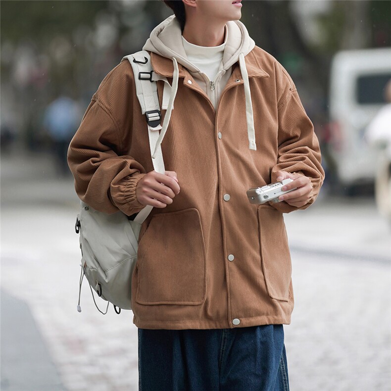 2023款男连帽假两件百搭宽松秋冬夹克外套，男装夹克，电商A210