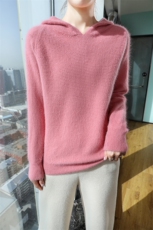 秋冬季新款舒适时尚百搭连帽貂绒衫，女装针织衫/毛衣，冬贝尔貂绒