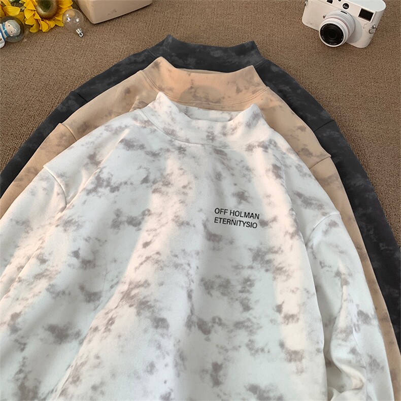 260克重磅扎染德绒半高领打底衫【有货】C403A-DR25505ZR-P25，男装T恤，电商C403A