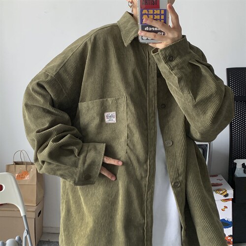 灯芯绒外套长袖韩版衬衫宽松衬衣情侣男女学生中性潮 H202/P45图片