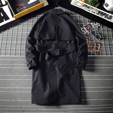 2021秋季新网格日系大码男双排扣气质长款风衣外套J982-P85，男装风衣，电商A001