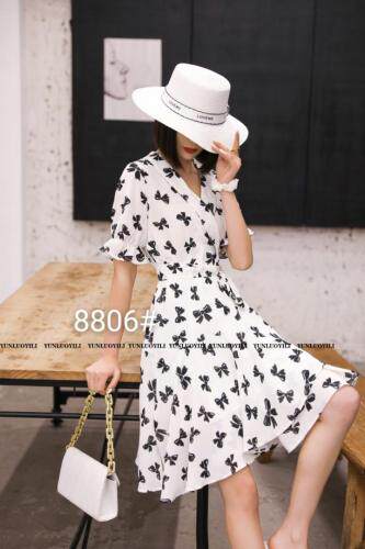 夏季新款蝴蝶结连衣裙，女装连衣裙，云落伊里