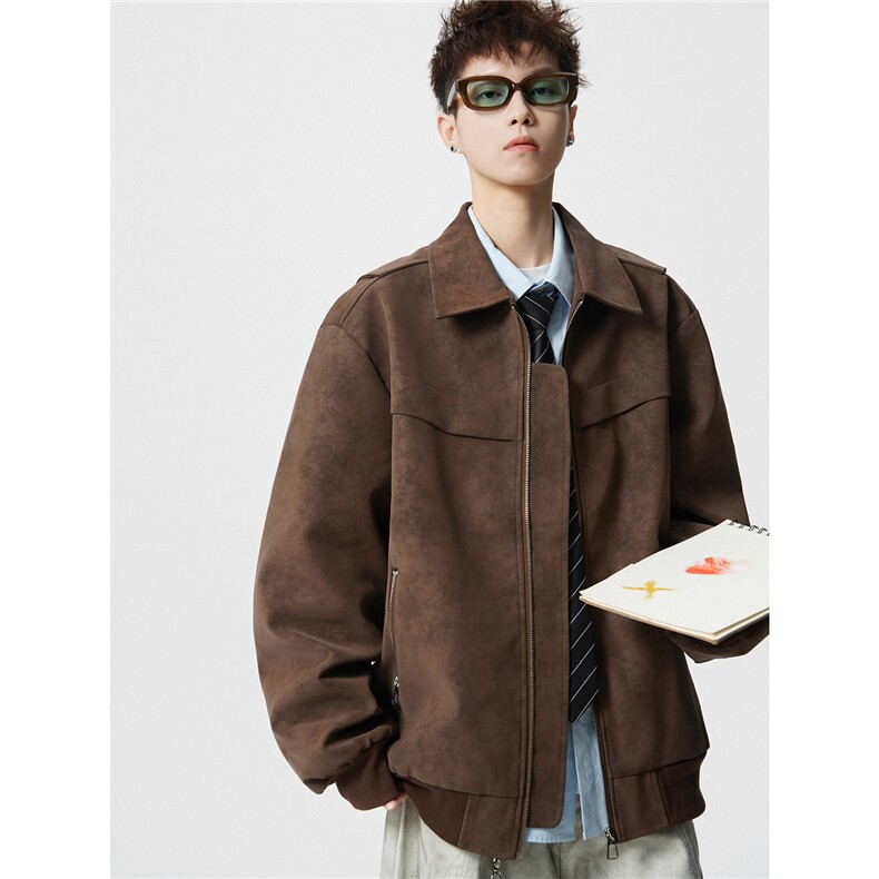 JK2561-特p85控15845%pu55%聚酯计外套男流拉链皮夹克男,男装夹克,电商B370