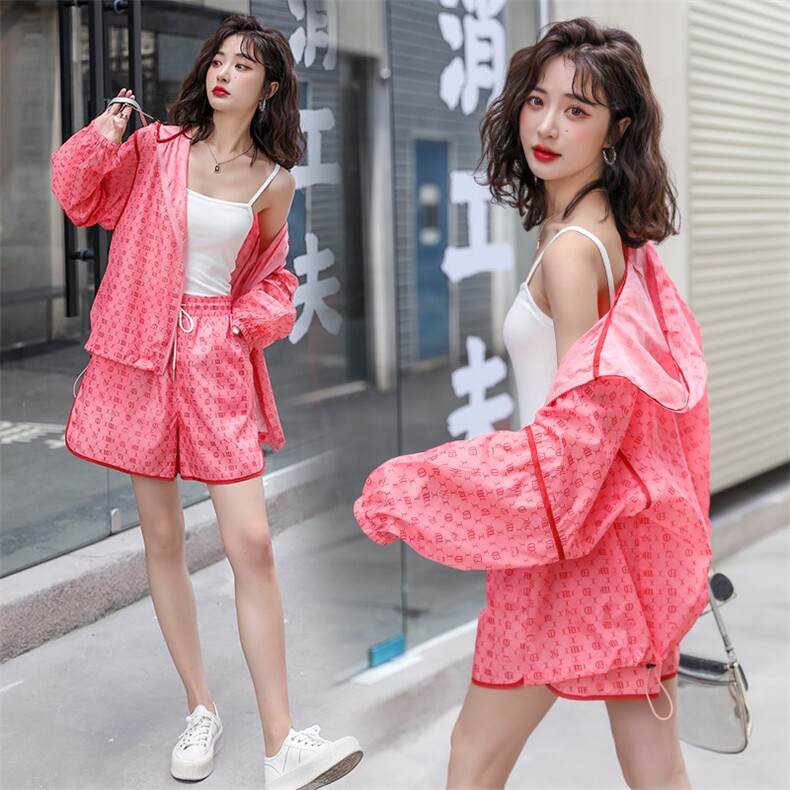 2022年夏季网红炸街套装女防晒外套+高腰短裤辣妹两件套休闲/淑女,女装套装/套裙,韩蜜菓