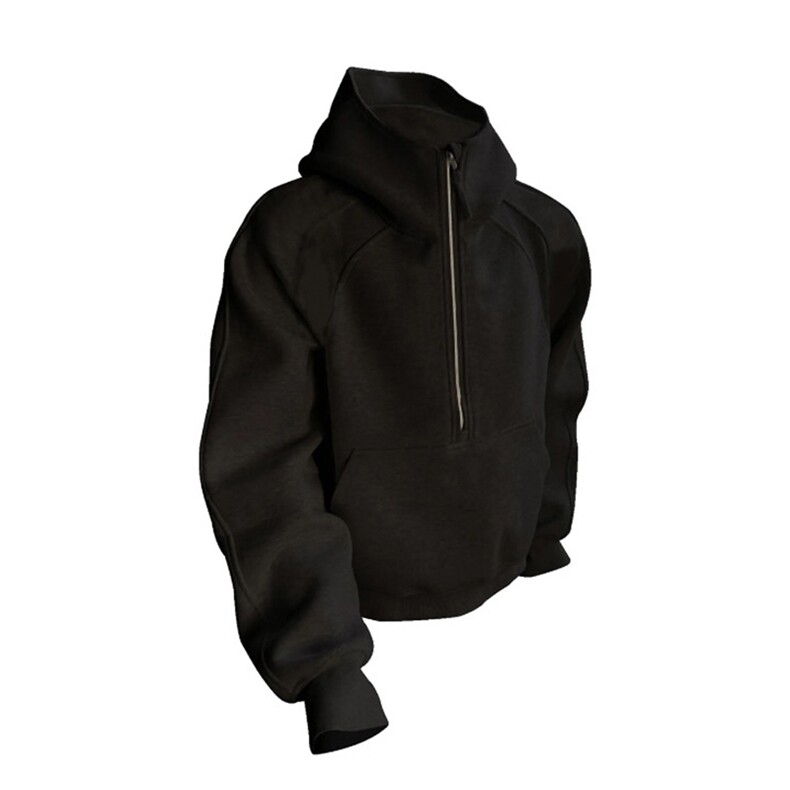 抖音得物二开美式重磅宽松结构拉链设计防风高领连帽卫衣外套W76，男装卫衣，电商A486-1