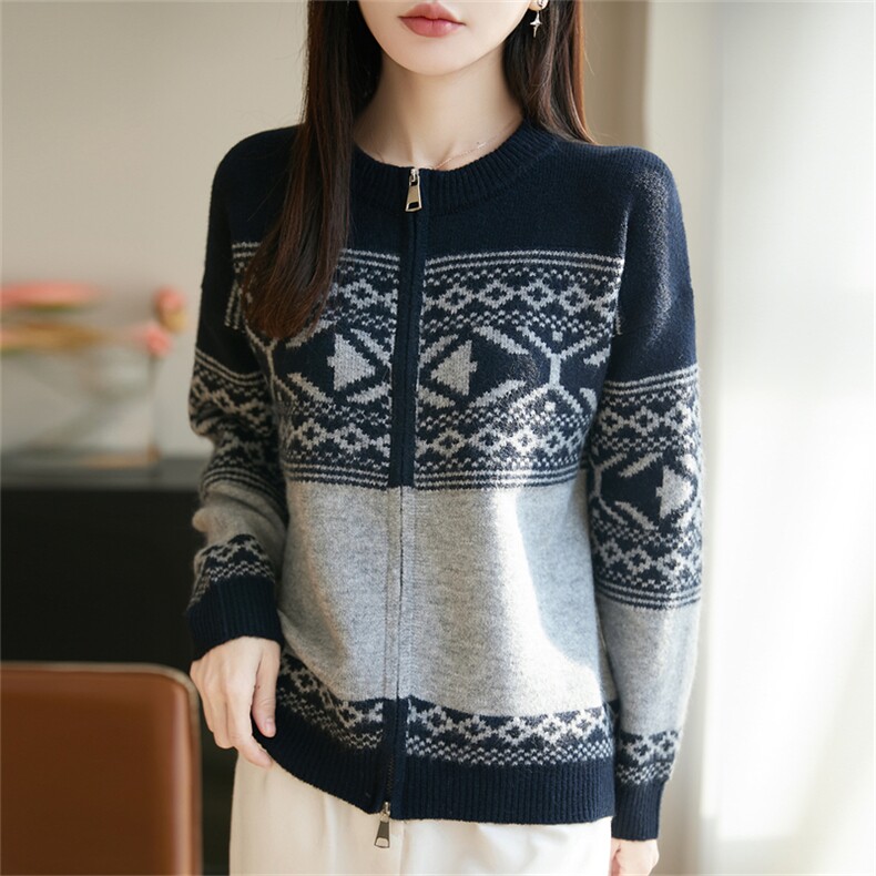 2026年秋季时尚百搭通勤简约休闲开衫，女装针织衫/毛衣，郡淞羊绒