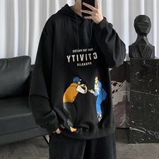 2021春秋季新港风短句大码男印花休闲连帽套头学生卫衣W636-P50，男装卫衣，电商A001