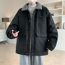 翻领麂皮绒棉衣男士秋冬新款加厚保暖棉服潮流休闲棉袄冬季特P，男装棉衣，星座715-4