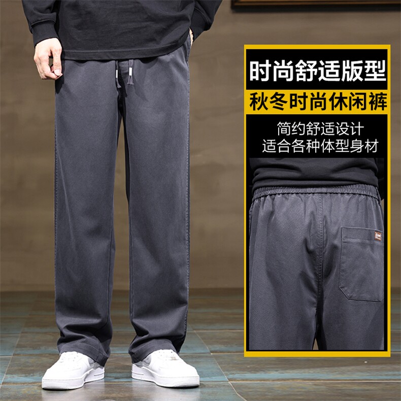 条纹休闲裤秋冬季宽松直筒工装裤垂感阔腿长裤Z2354-P45/加绒P55,男装工装外套,星座509