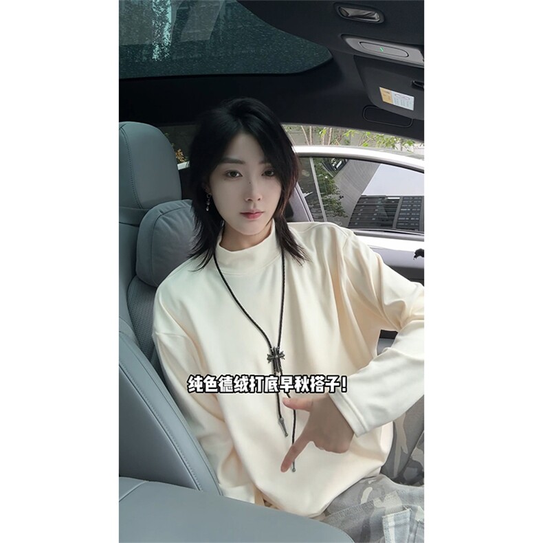 280克保暖德绒打底衫半高领纯色卫衣叠穿T恤女HD1318-TP13不,男装T恤,电商A102