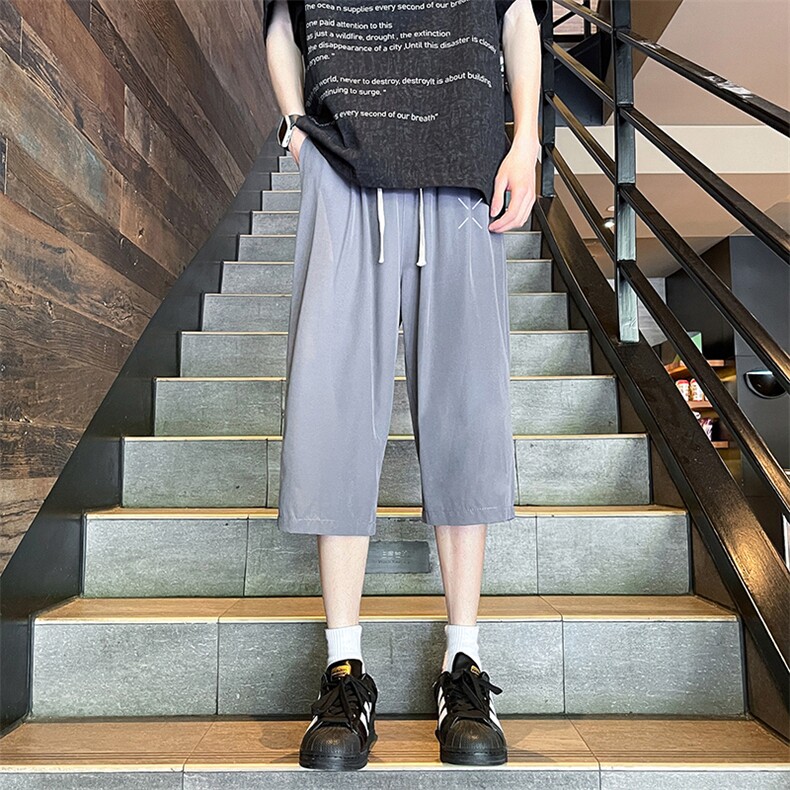 冰丝七分裤男大码速干短裤男五分裤港风风格QK72305-P25,男装休闲裤,电商A040