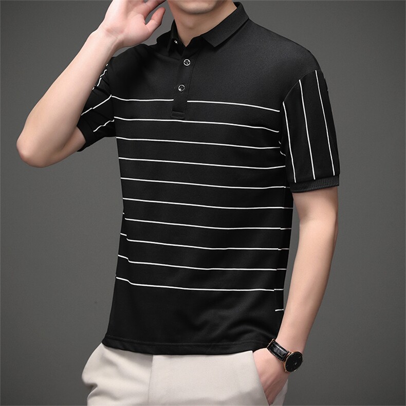 2023夏季商务休闲polo衫男都市青年修身翻领短袖T2106P36,男装T恤,星座914