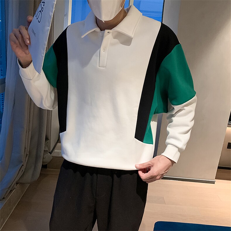 白色2023春装社会小伙修身圆领卫衣男潮WY07-P78 控价108图片