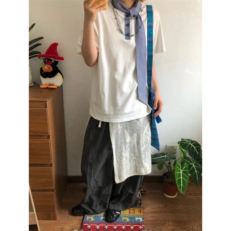 DXY247LL-P44美式领口拼接格子领带短袖t恤高级感痞帅半袖,男装T恤,星座1007（原301D）