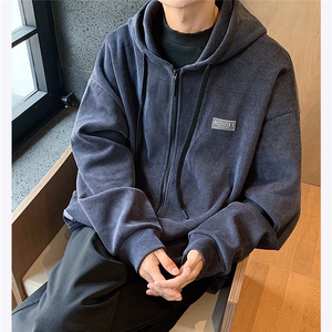主推 灯芯绒外套男复古美式连帽开衫卫衣秋季夹克潮流 P88图片