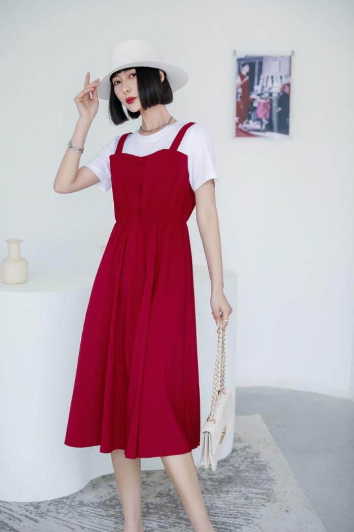 【现货］假两件连衣裙、补单款！，女装连衣裙，友一有二