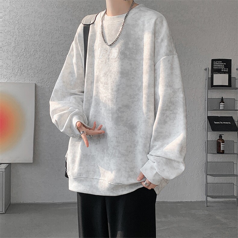 wassup happy扎染圆领卫衣男款春秋季潮流重磅宽松上衣服休闲外套图片