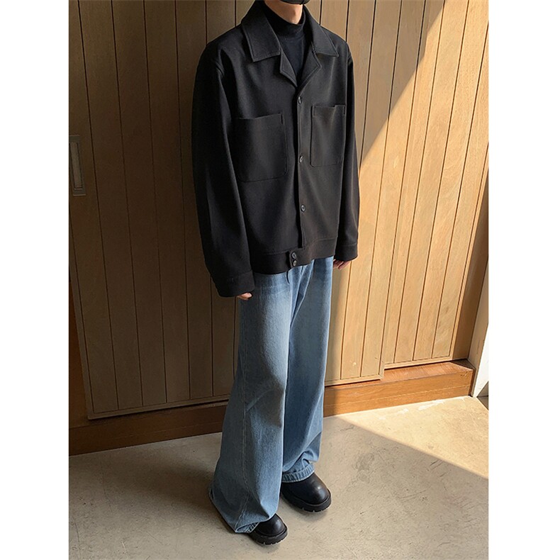 高级感西装领毛呢夹克外套男韩版呢子大衣短款休闲风衣F2479-P105,男装夹克,电商B289