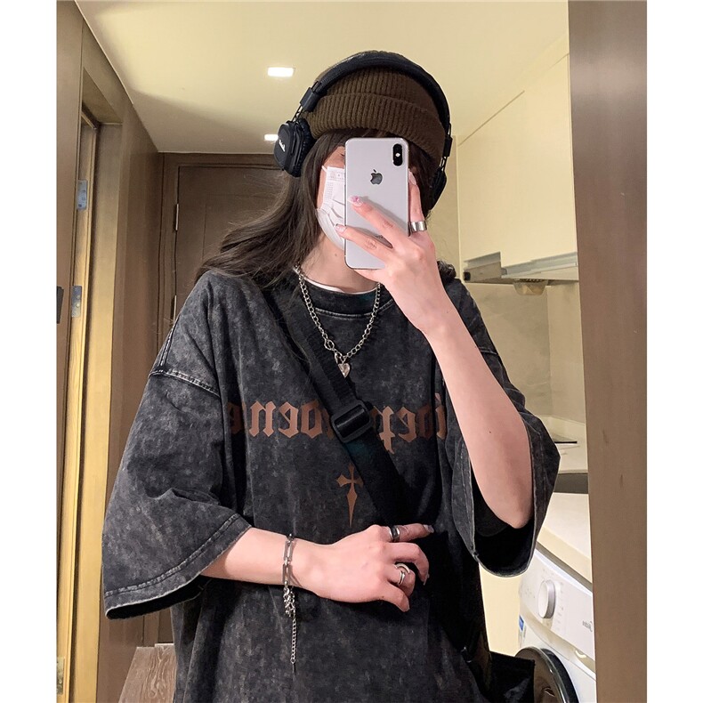中性2026夏装水洗做旧复古短袖T恤男女装美式潮牌夏季半袖S177P38,男装T恤,电商A233-1