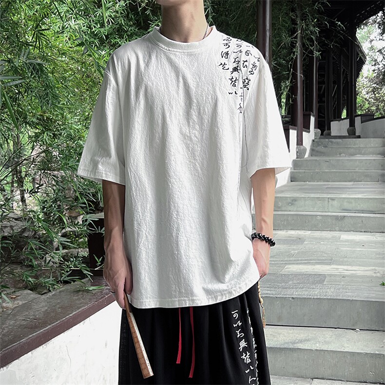 中式夏季男装刺绣棉麻风套装男女流苏TZ808-P95,男装休闲套装,电商A021