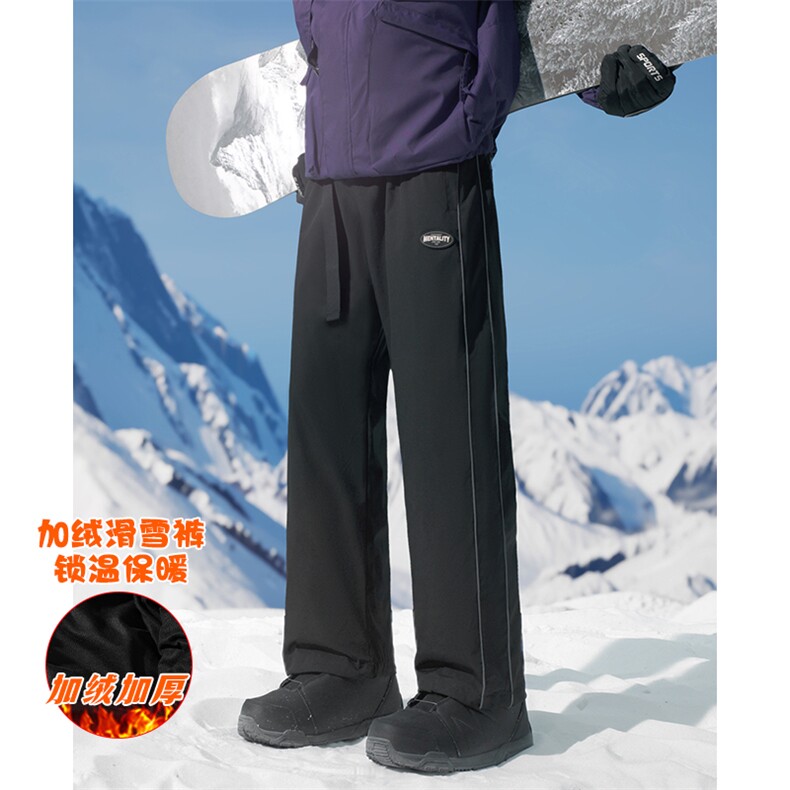 冬腰带户外防水防风防寒单板双板男女加厚滑雪裤HK1164J加绒-P95图片