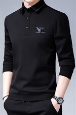中年男士长袖新款polo衫男商务休闲纯色翻领t恤2023春装宽松上衣,男装T恤,电商B212（原钱塘6029）
