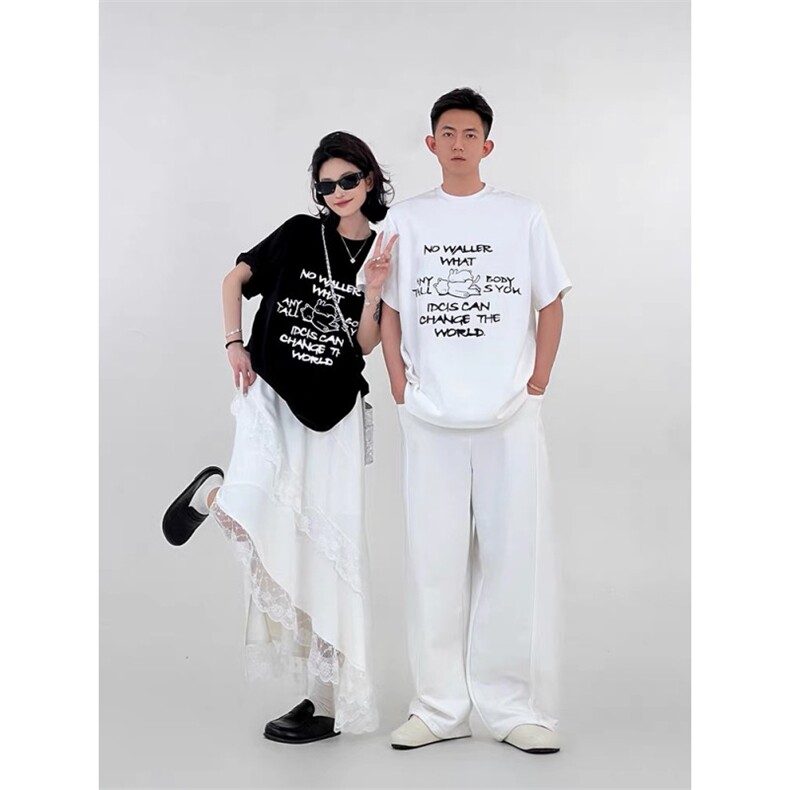 1506/QA15200/P32美式潮牌字母印花圆领短袖T恤宽松短款上衣,男装T恤,星座1506
