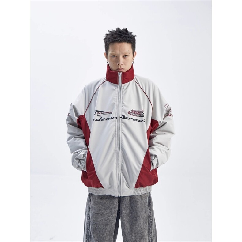 美式撞色复古立领机车夹克情侣春秋薄款新款宽松休闲JK118P75，男装夹克，星座1013-5