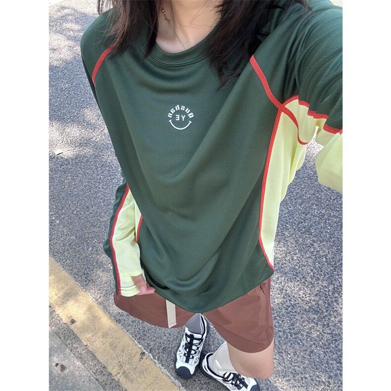 高品户外山系轻薄透气速干撞色骑行运动长袖T恤男女A1354-P48,男装T恤,星座1505