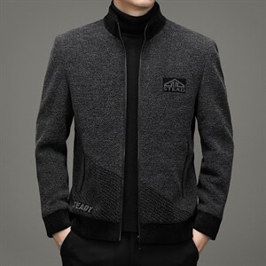 商务休闲气质夹克中青年男秋冬宽松百搭呢子立领外套ZG2802-P295，男装夹克，电商B212（原钱塘6029）