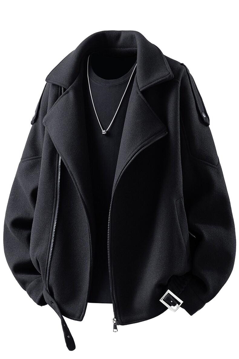 立体白底双层领斜拉链设计大码M-5XL呢料夹克男NL78098P108控168,男装夹克,星座227-7