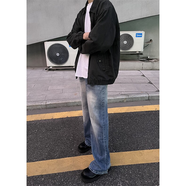 B221美式ins高街暗黑小众个性宽松直筒牛仔裤LK23140-P65控88,男装牛仔裤,电商B221